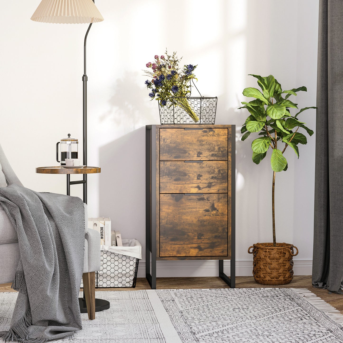 Darkwood Annelise Industrial 3 Drawer Cabinet