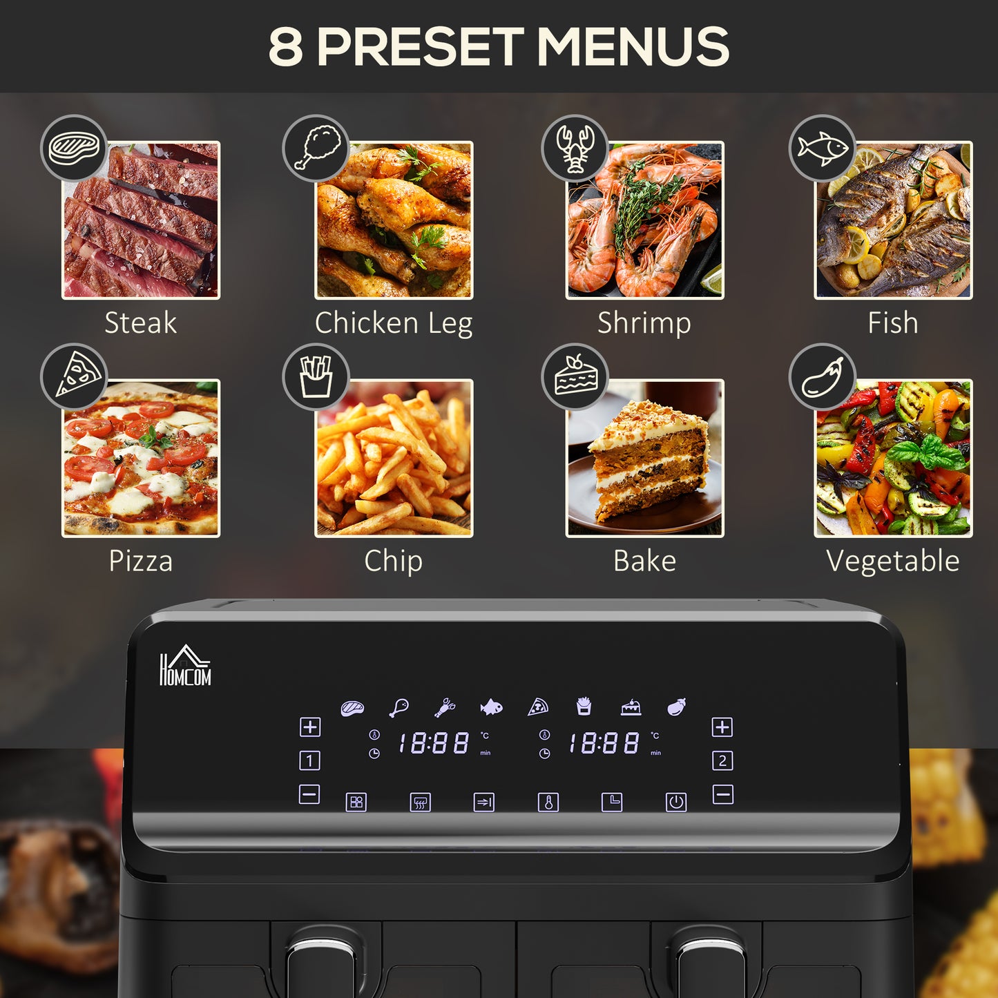 8L Dual Basket Low Fat Cooking Air Fryer