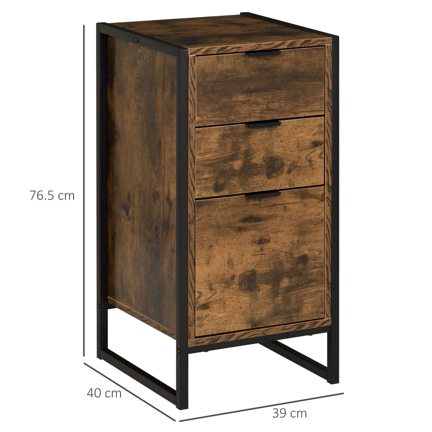 Darkwood Annelise Industrial 3 Drawer Cabinet