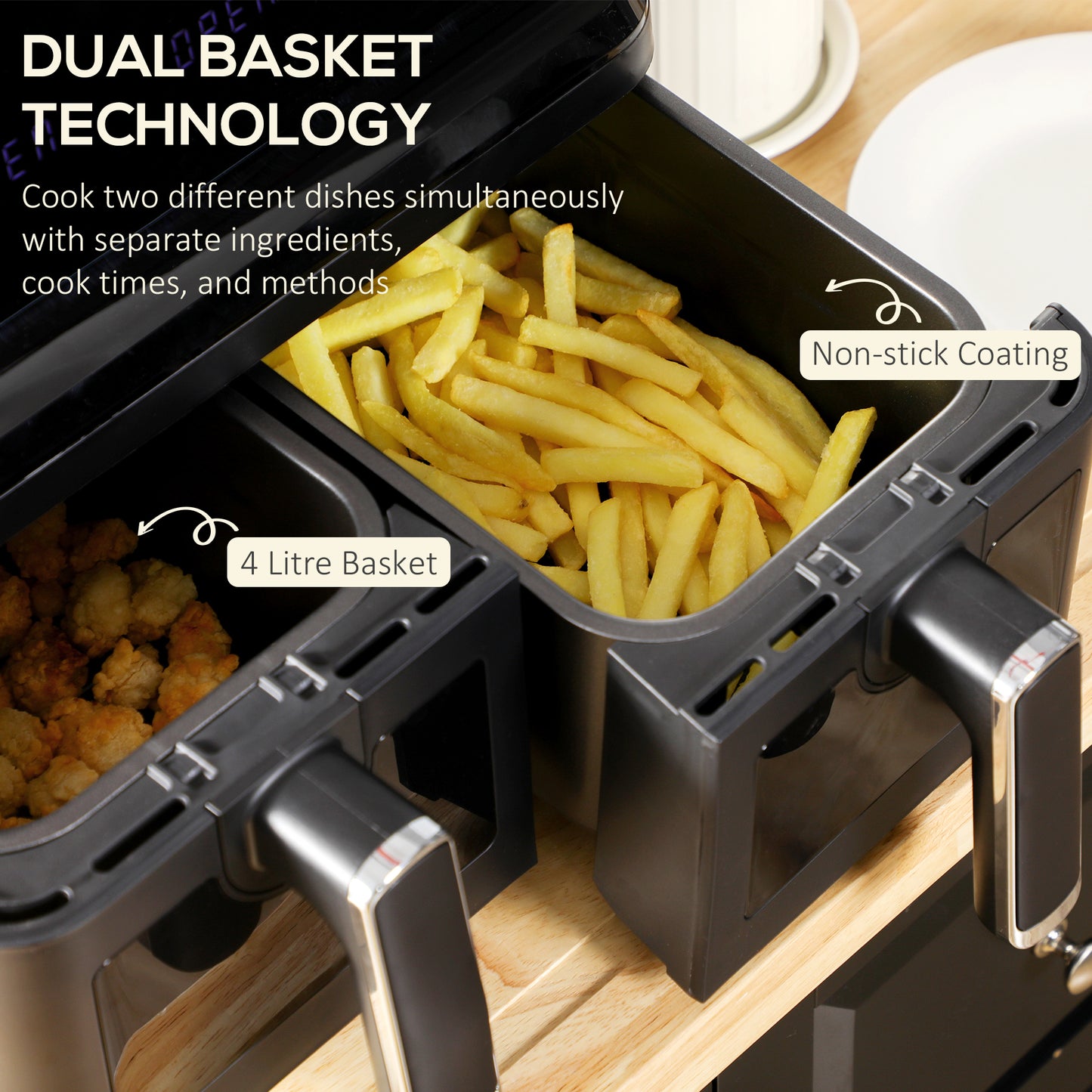 8L Dual Basket Low Fat Cooking Air Fryer